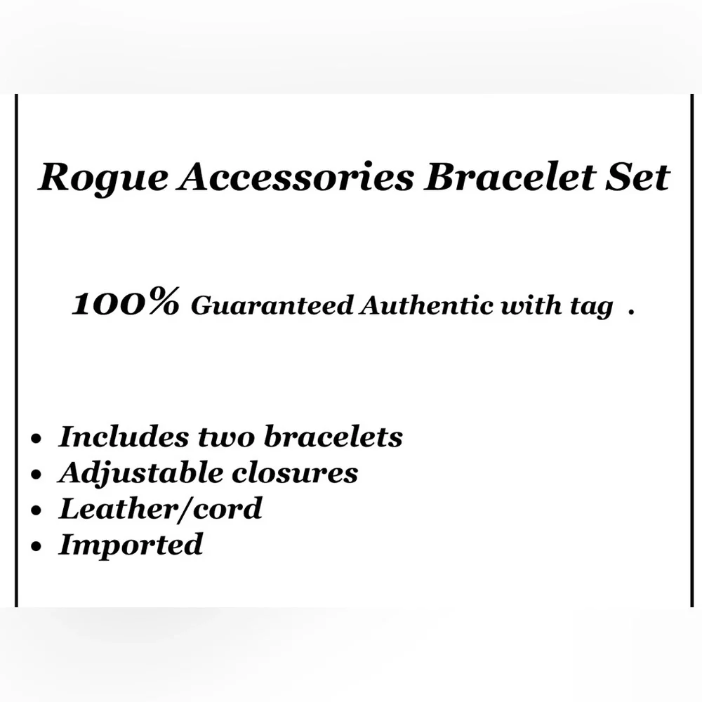 RA Rogue Accessories Braided Leather/Cord 2-Piece Men’s Bracelet Set‎ NWT